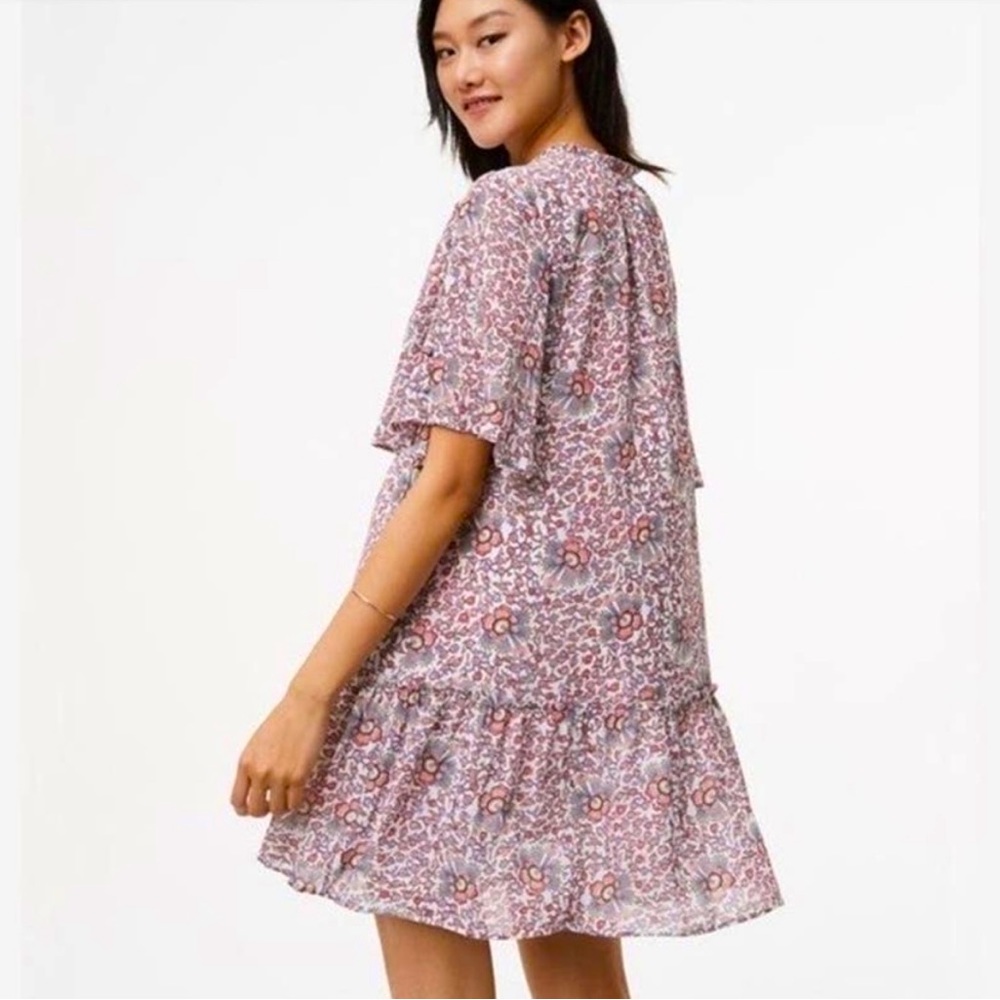 Loft Flowy Button Flutter Sleeve Drop Waist Dress… - image 2